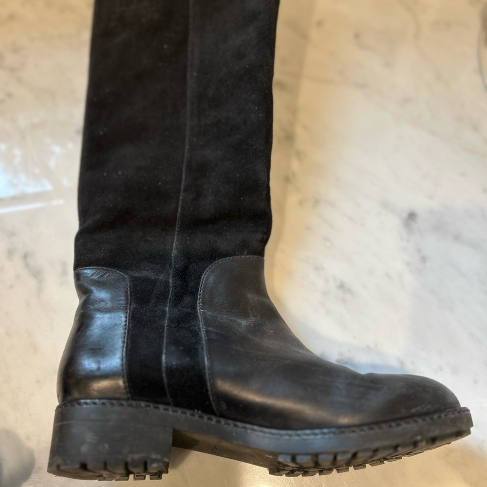 Via Spiga Black Leather/Suede Boots - Picture 3 of 7